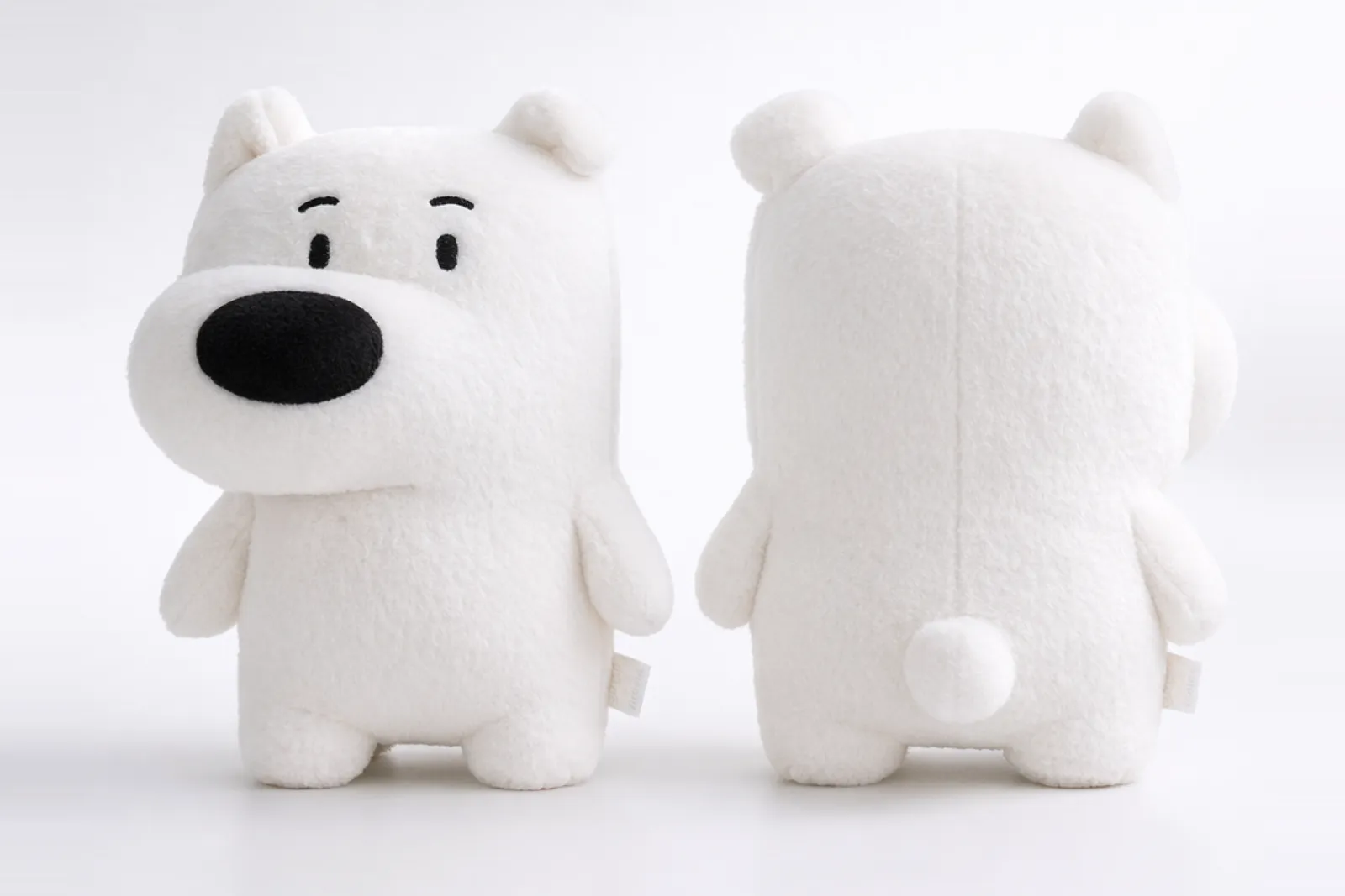 White frens dog plush, front and back